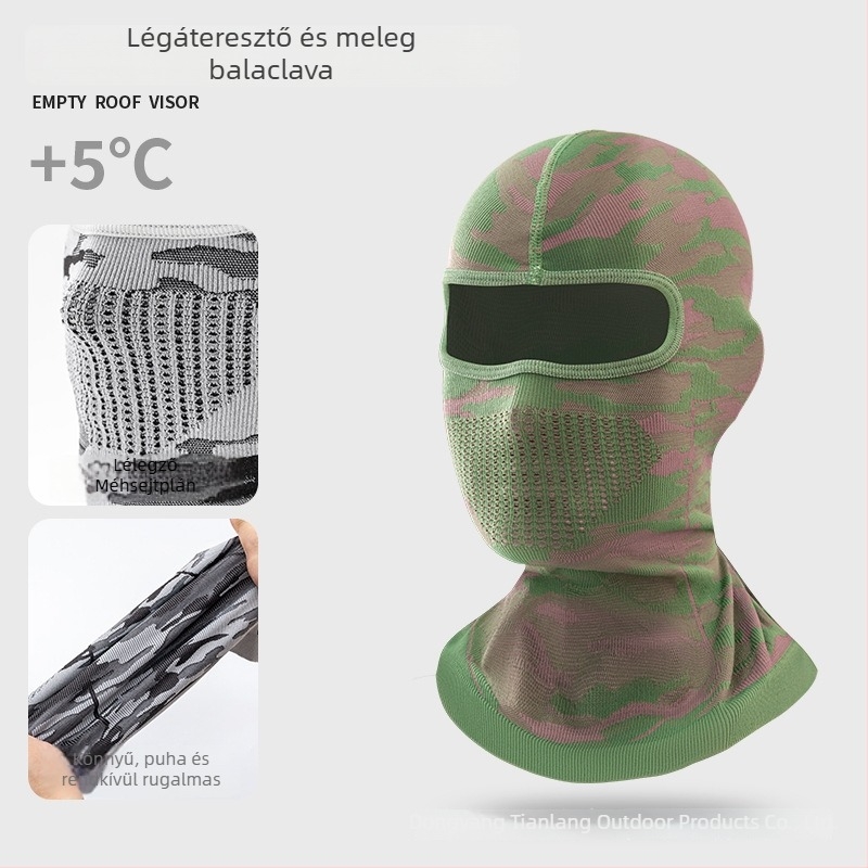 Kamuflážs mintás kötött kapucnival ellátott kerékpáros maszk, nylon anyagból, kültéri használatra, uniszex, kerékpározás, motorkerékpározás, horgászat, hegymászás és síelés
