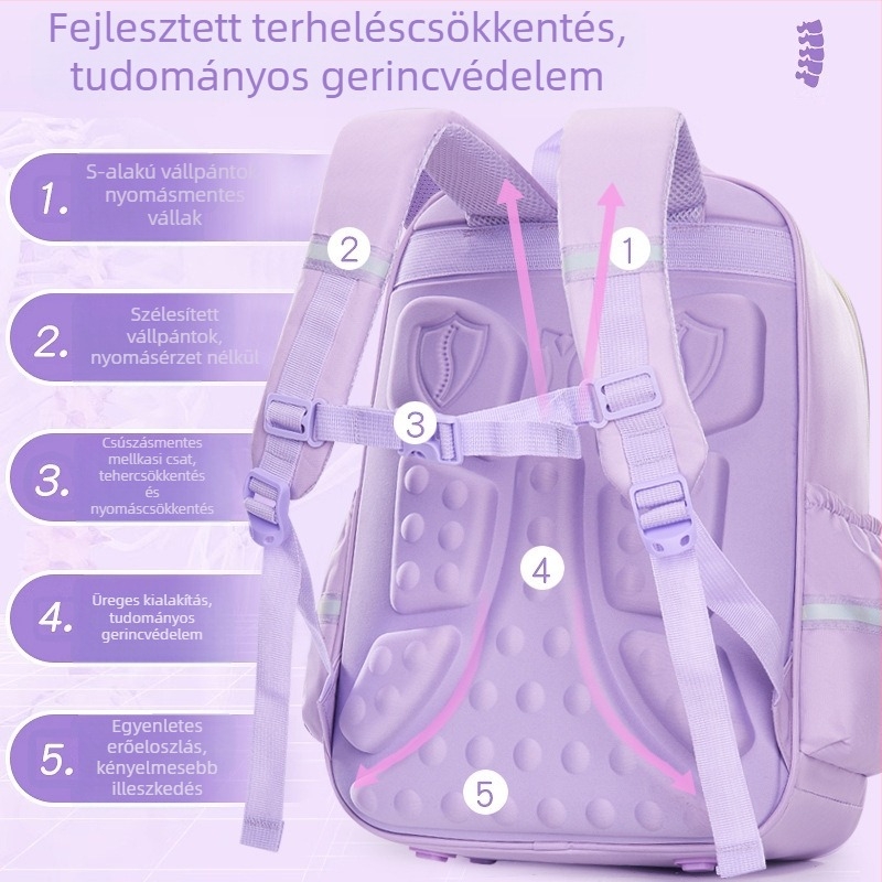 Általános iskolai hátizsák gyerekeknek, unisex, gerincvédelem, vízálló, nagy kapacitás, Oxford anyag