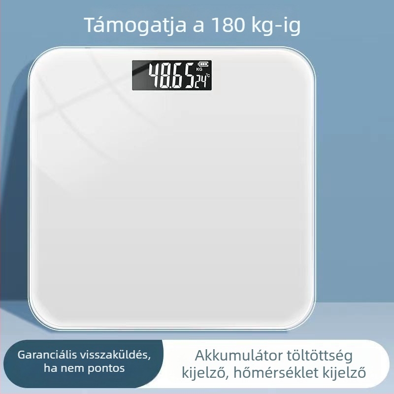 Digitális testsúlymérleg felnőtteknek, újratölthető akkumulátorral, mérés: testsúly, maximális teherbírás 360