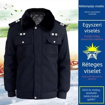 Biztonsági pamutbetétes kabát, rövid, vastag, terepmintás, férfi egyenruha
