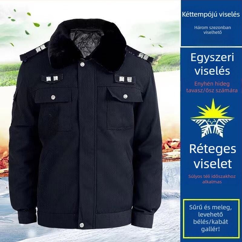 Biztonsági pamutbetétes kabát, rövid, vastag, terepmintás, férfi egyenruha