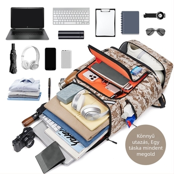 Outwalk kültéri hátizsák geometriás mintával, Oxford anyagból, férfiaknak, katonai stílusú túrahátizsák, kód 7716-1, légáteresztő és vízálló