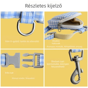 Macska hám pórázzal, gyümölcsös hátizsák dizájn, I-formájú mellkas-hát, anyag: vászon, Zhejiang eredetű