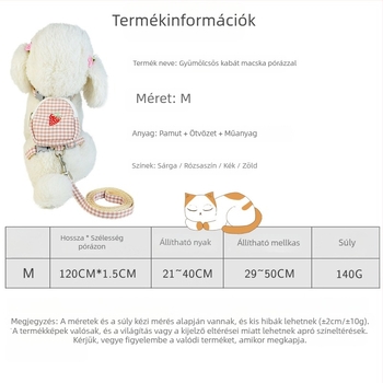 Macska hám pórázzal, gyümölcsös hátizsák dizájn, I-formájú mellkas-hát, anyag: vászon, Zhejiang eredetű