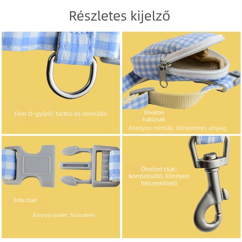 Macska hám pórázzal, gyümölcsös hátizsák dizájn, I-formájú mellkas-hát, anyag: vászon, Zhejiang eredetű