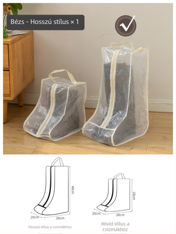 Cipő tároló táska, 3D átlátszó kialakítás, vízálló és szennyeződések elleni védelem, PE anyag, minimalist stílus