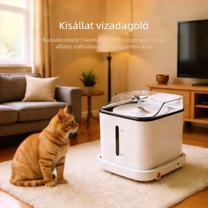 Vezeték nélküli intelligens vízadagoló háziállatoknak, macskáknak és kutyáknak, víz és áram szétválasztásával