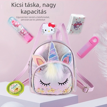 Óvodás lányoknak szóló plüss unikornis hátizsák, rajzfilm dizájn, PU anyag, nylon bélés, Big Tail Cat