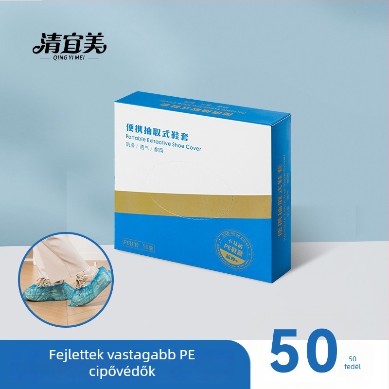 Dobozos egyszer használatos cipővédők, nem szőtt anyagból, vízálló, csúszásmentes, kopásálló, vastagság 21 g