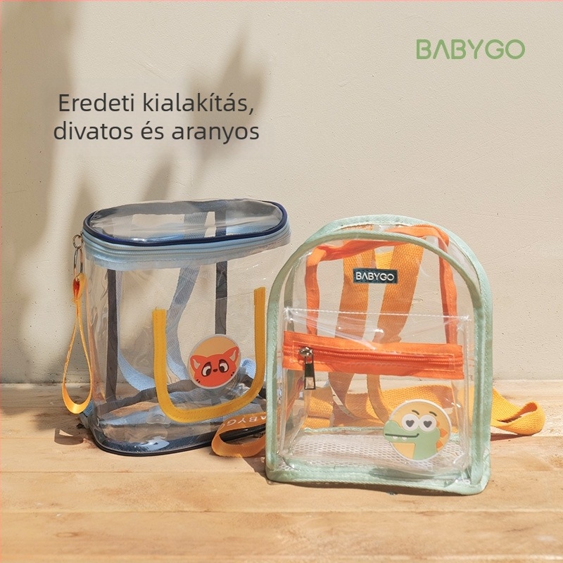 BabyGo Gyermek Hátizsák – Átlátszó PVC, Légáteresztő és vízálló, Állatmintás, Óvodás korosztálynak, Nyár 2024