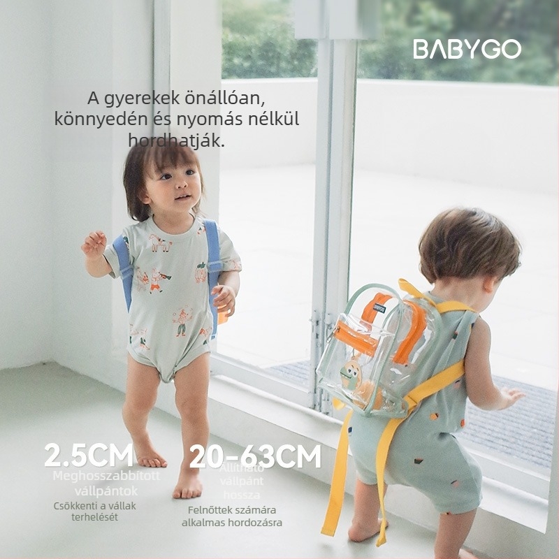 BabyGo Gyermek Hátizsák – Átlátszó PVC, Légáteresztő és vízálló, Állatmintás, Óvodás korosztálynak, Nyár 2024