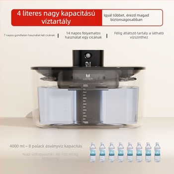 YXPET Vezeték nélküli, újratölthető vízadagoló macskáknak és kutyáknak szűrővel