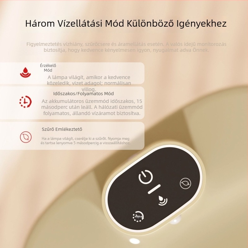 YXPET Vezeték nélküli, újratölthető vízadagoló macskáknak és kutyáknak szűrővel