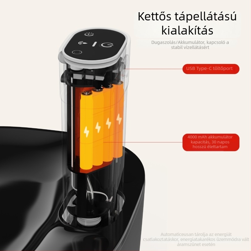 YXPET Vezeték nélküli, újratölthető vízadagoló macskáknak és kutyáknak szűrővel