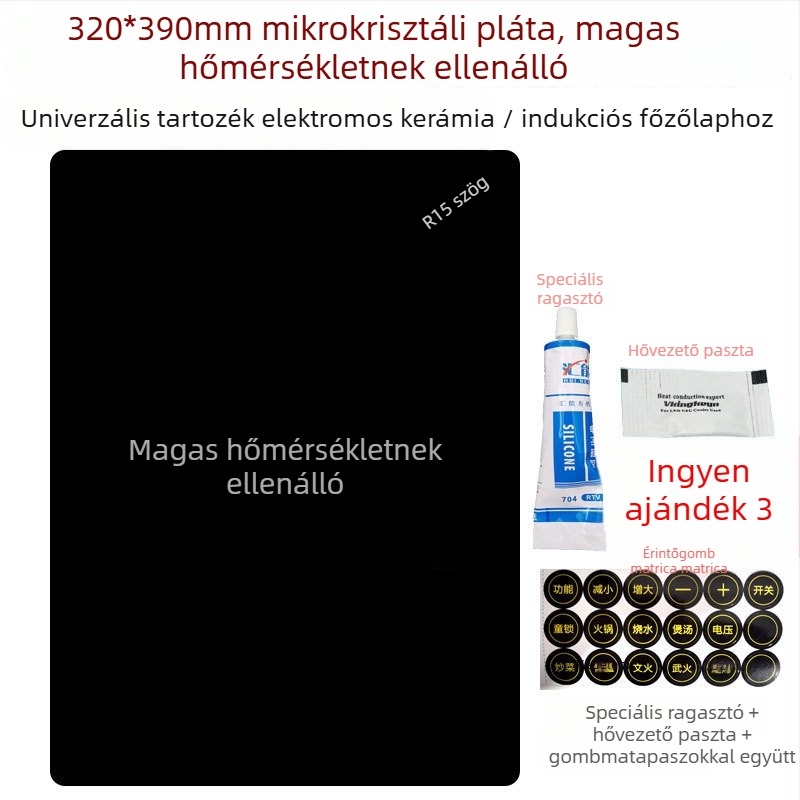Indukciós főzőpanel üvegpanel, kör alakú, mikrokrystal lemez – elektromos kerámia főzőlap kiegészítő