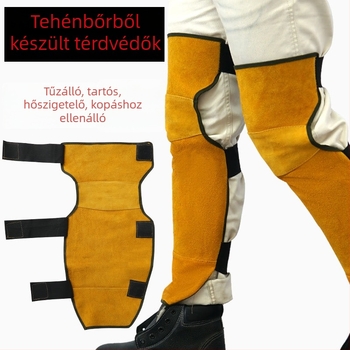 Hegesztő térdvédők marhabőrből, 400 g, hegesztéshez, vágáshoz, csiszoláshoz