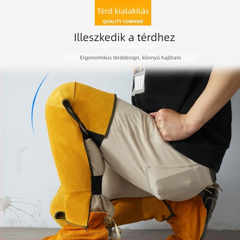 Hegesztő térdvédők marhabőrből, 400 g, hegesztéshez, vágáshoz, csiszoláshoz
