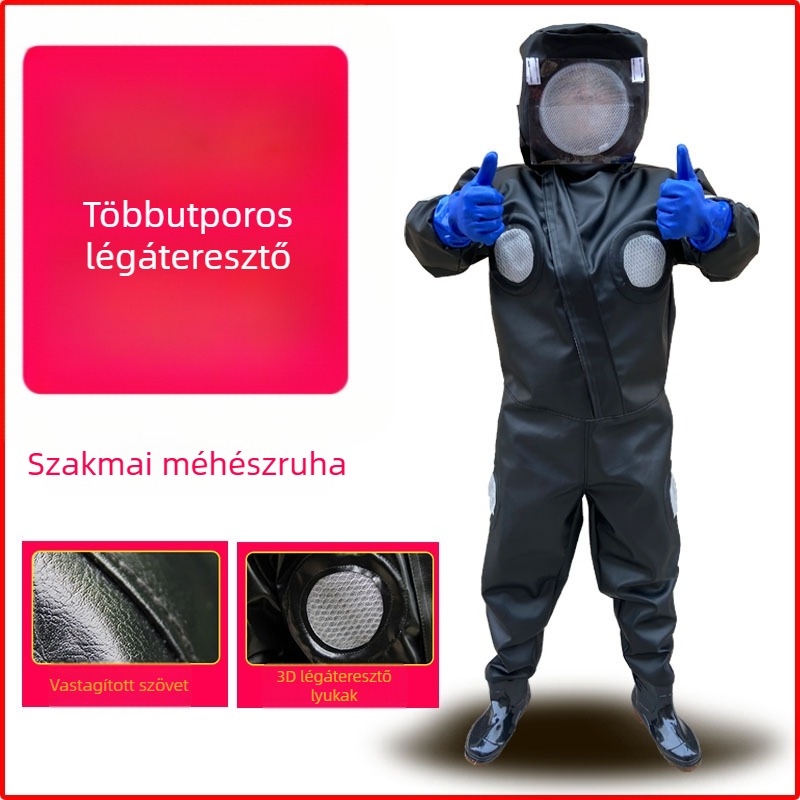 Darázs- és méhvédő ruházat – teljes készlet, pamut anyag, szétválasztható típus, súly 1,0 kg, megerősített változat övvel és 3 ventilátorral