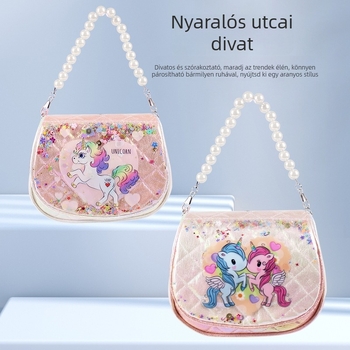 Gyerekeknek készült keresztpántos táska unikornis formában, anyag: szuperfinom rost, vízálló, kapacitás 20, bélés nylon