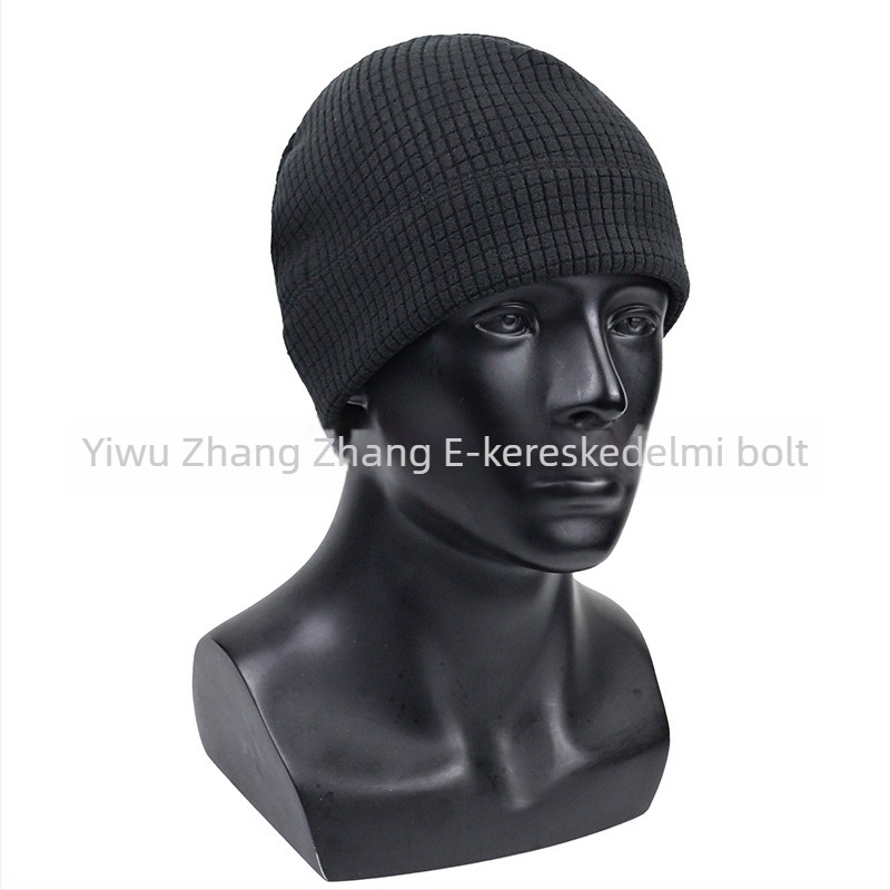 Kavntuve fleece béléses sapka kültéri tevékenységekhez – uniszex sisak-stílusú téli sapka síeléshez és hegymászáshoz, rácsos mintázat