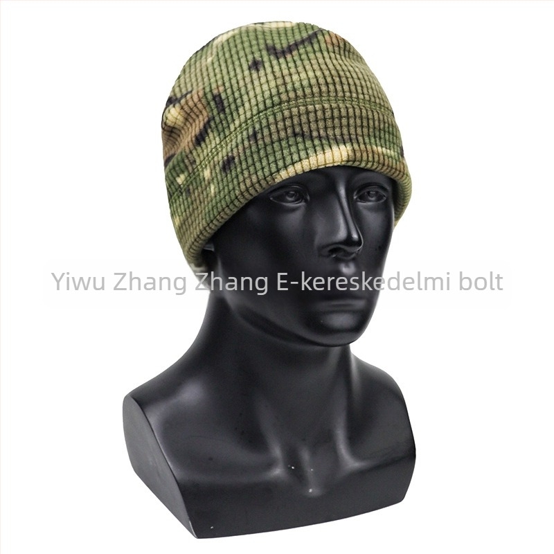 Kavntuve fleece béléses sapka kültéri tevékenységekhez – uniszex sisak-stílusú téli sapka síeléshez és hegymászáshoz, rácsos mintázat