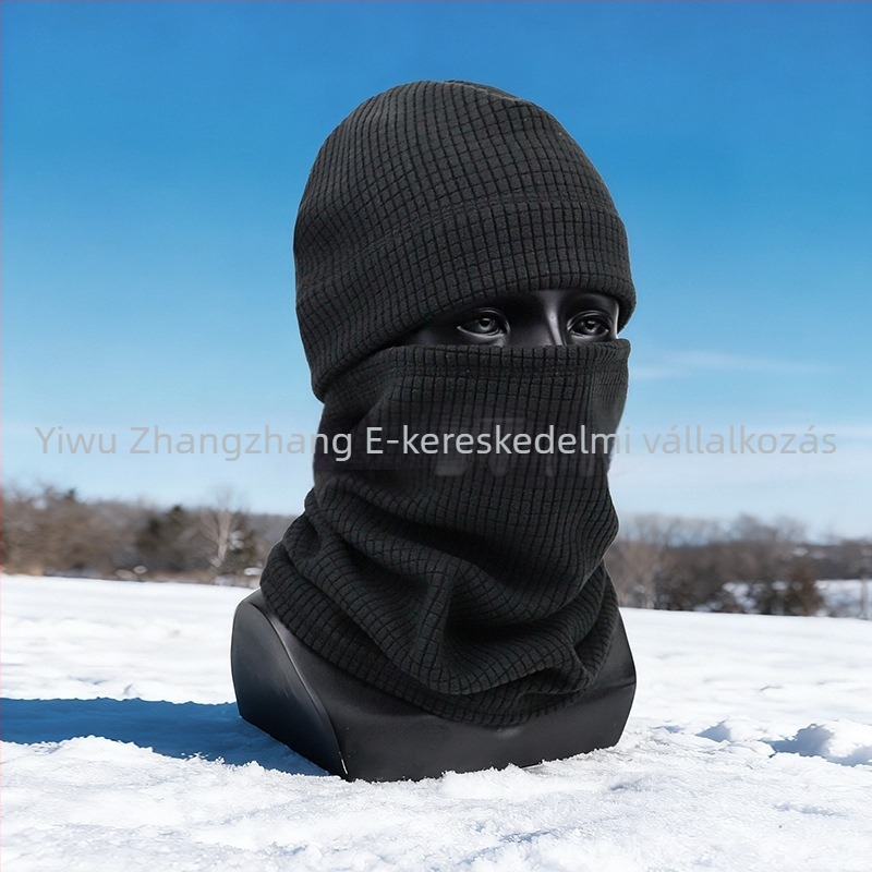 Kavntuve fleece béléses sapka kültéri tevékenységekhez – uniszex sisak-stílusú téli sapka síeléshez és hegymászáshoz, rácsos mintázat