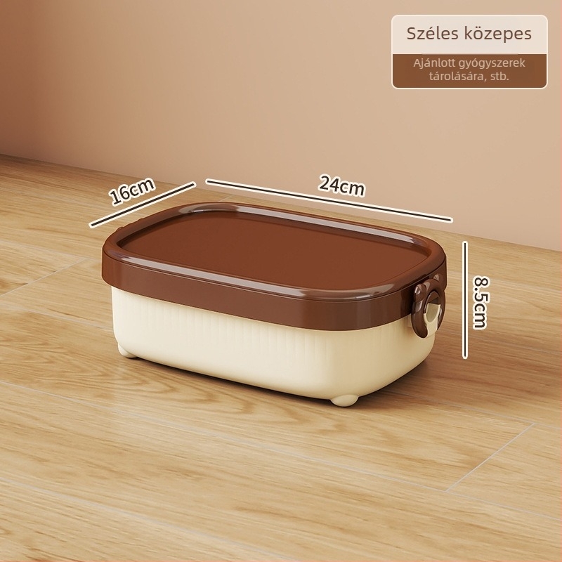 Asztali tároló doboz fedővel, PP műanyag, rajzfilmszerű dizájn