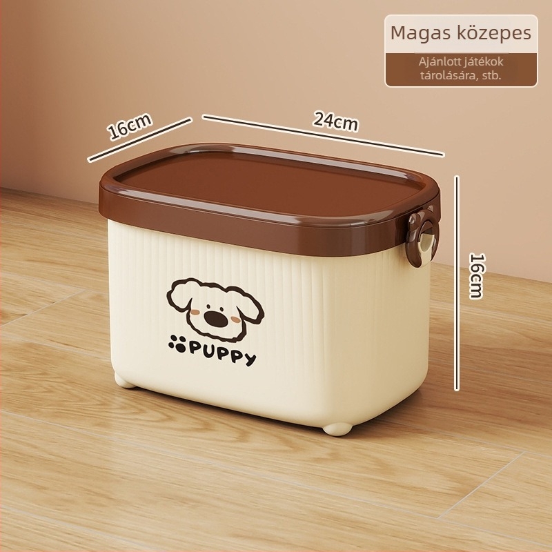 Asztali tároló doboz fedővel, PP műanyag, rajzfilmszerű dizájn