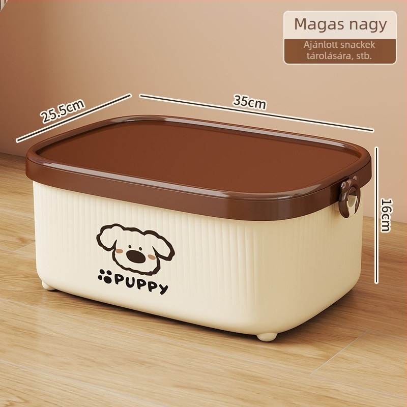 Asztali tároló doboz fedővel, PP műanyag, rajzfilmszerű dizájn