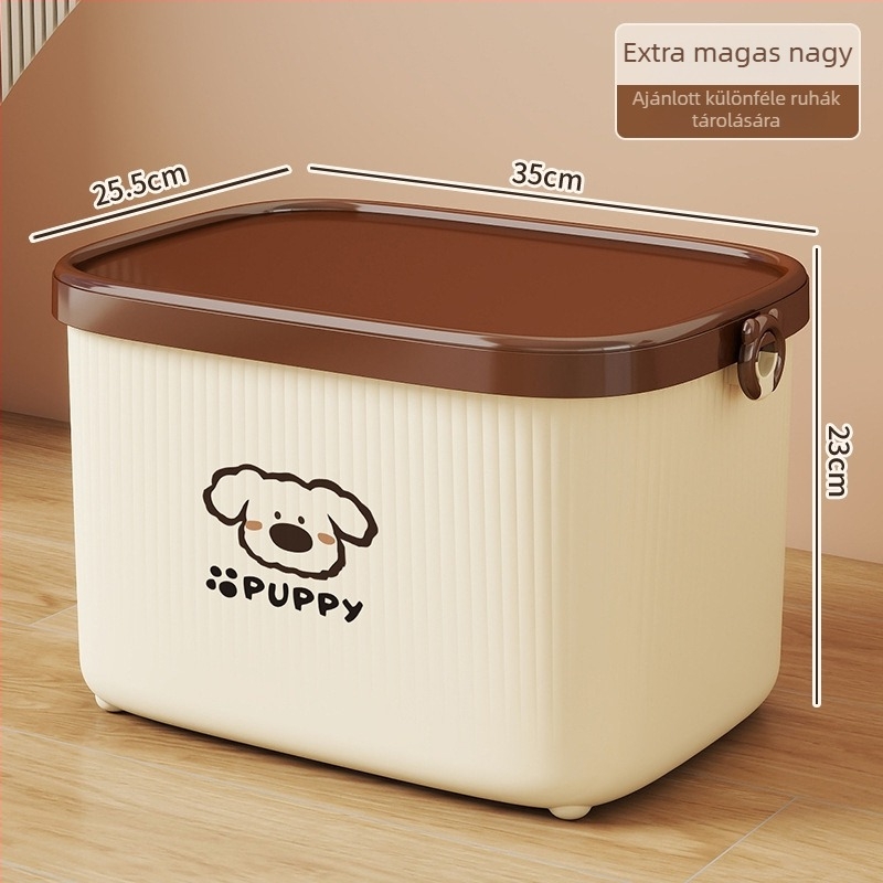 Asztali tároló doboz fedővel, PP műanyag, rajzfilmszerű dizájn