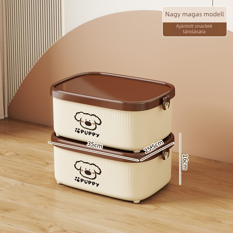 Asztali tároló doboz fedővel, PP műanyag, rajzfilmszerű dizájn