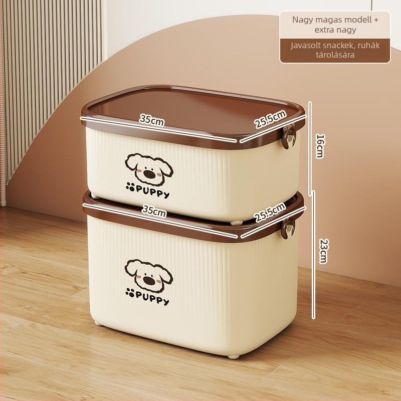 Asztali tároló doboz fedővel, PP műanyag, rajzfilmszerű dizájn