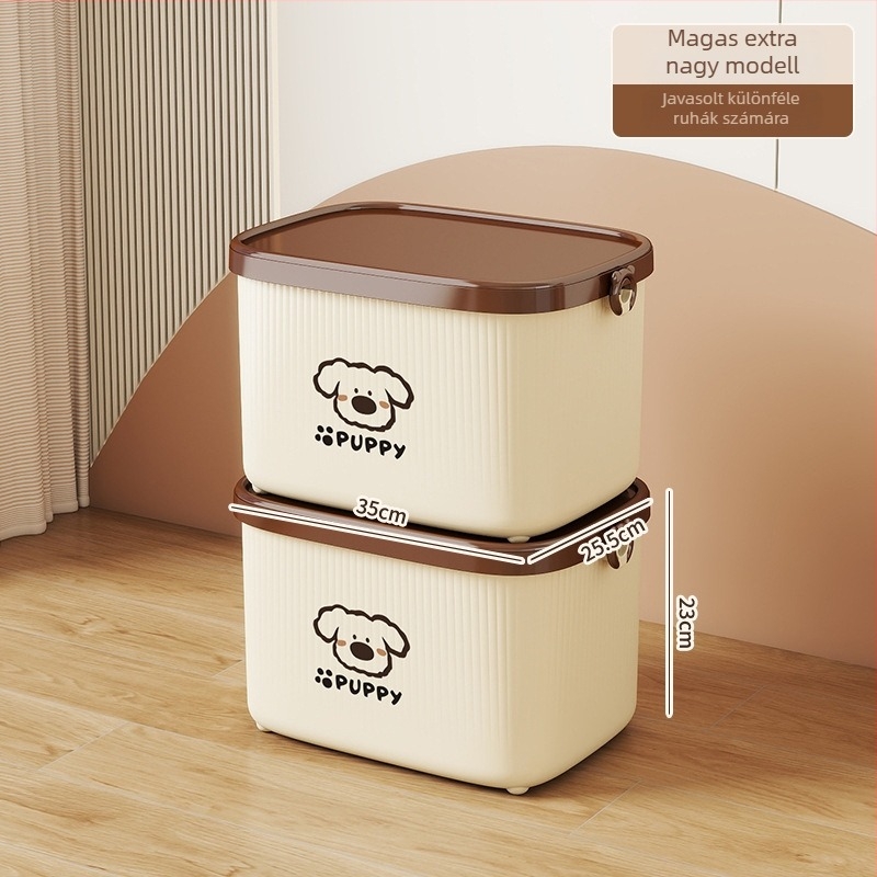 Asztali tároló doboz fedővel, PP műanyag, rajzfilmszerű dizájn