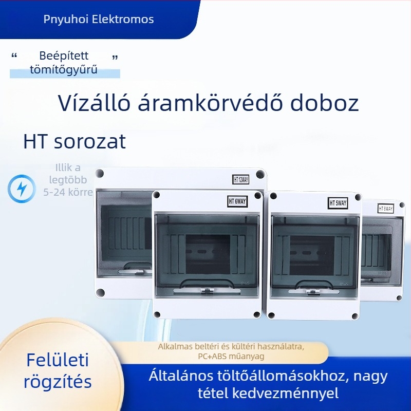 HT-sorozat vízálló megszakító doboz felületszereléshez, IP65, ABS ház, 5–24 áramkör