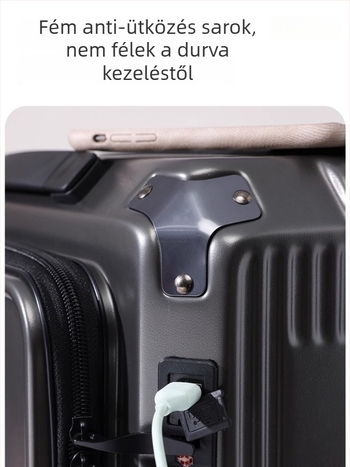Uniszex 20 hüvelykes oldalsó nyitású kézipoggyász, bővíthető kapacitás, kerekekkel, USB-port és kombinációs zár