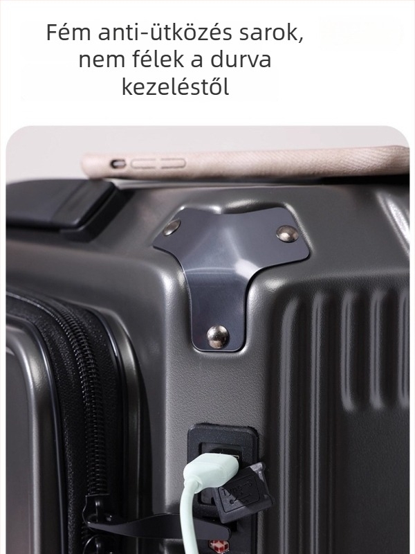 Uniszex 20 hüvelykes oldalsó nyitású kézipoggyász, bővíthető kapacitás, kerekekkel, USB-port és kombinációs zár