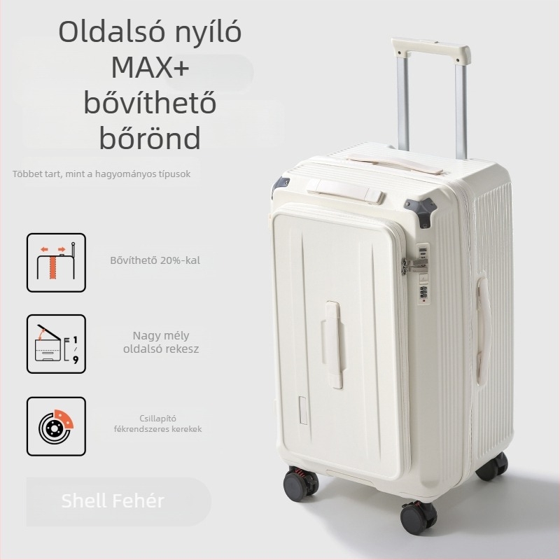Uniszex 20 hüvelykes oldalsó nyitású kézipoggyász, bővíthető kapacitás, kerekekkel, USB-port és kombinációs zár