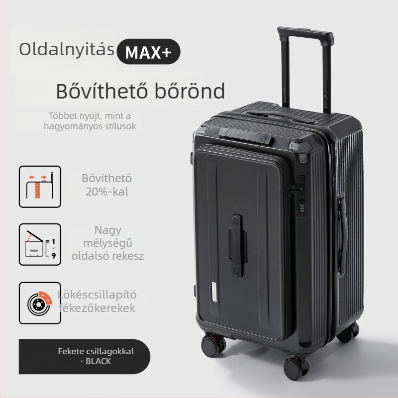 Uniszex 20 hüvelykes oldalsó nyitású kézipoggyász, bővíthető kapacitás, kerekekkel, USB-port és kombinációs zár