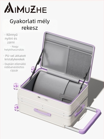 ABS anyagú bőrönd omni-directional kerekekkel, cipzáras nyitás, összecsukható elülső nyitás, standard kombinációs zár