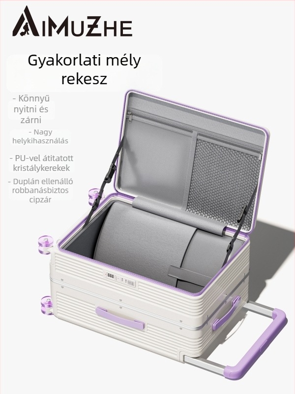 ABS anyagú bőrönd omni-directional kerekekkel, cipzáras nyitás, összecsukható elülső nyitás, standard kombinációs zár