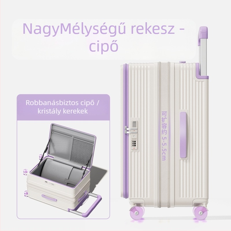 ABS anyagú bőrönd omni-directional kerekekkel, cipzáras nyitás, összecsukható elülső nyitás, standard kombinációs zár