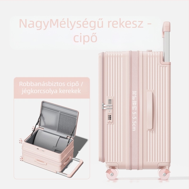 ABS anyagú bőrönd omni-directional kerekekkel, cipzáras nyitás, összecsukható elülső nyitás, standard kombinációs zár