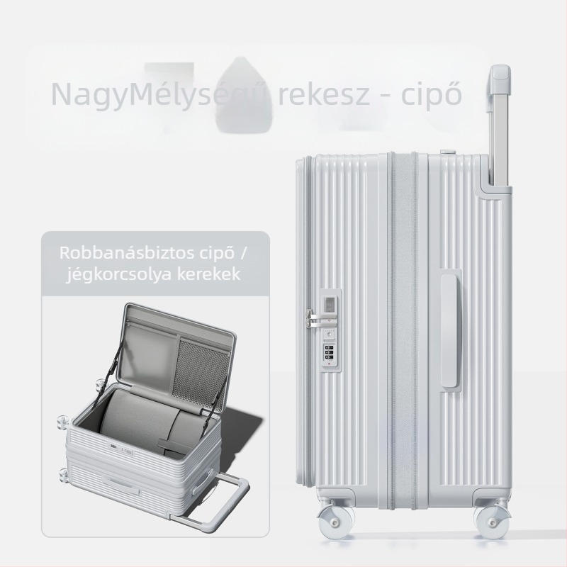 ABS anyagú bőrönd omni-directional kerekekkel, cipzáras nyitás, összecsukható elülső nyitás, standard kombinációs zár