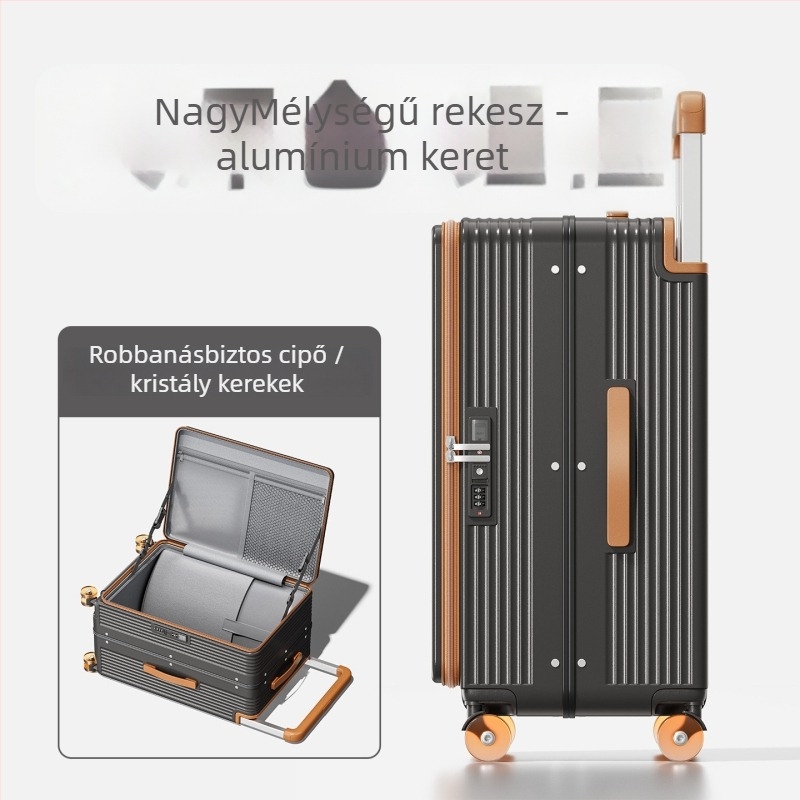 ABS anyagú bőrönd omni-directional kerekekkel, cipzáras nyitás, összecsukható elülső nyitás, standard kombinációs zár