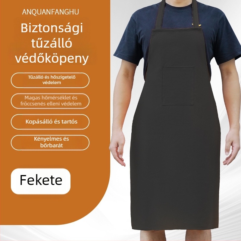 Hegesztő kötény tűzálló anyagból, hőszigetelő és magas hőmérsékletnek ellenálló védelem; alkalmas hegesztésre, vágásra és csiszolásra