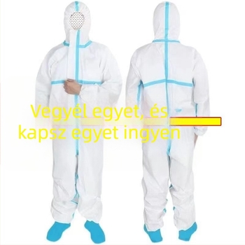Egész testet védő, egyszer használatos védőruha, izolációs öltözet egészségügyi személyzetnek, kültéri használatra, PP+PE nem szőtt anyag