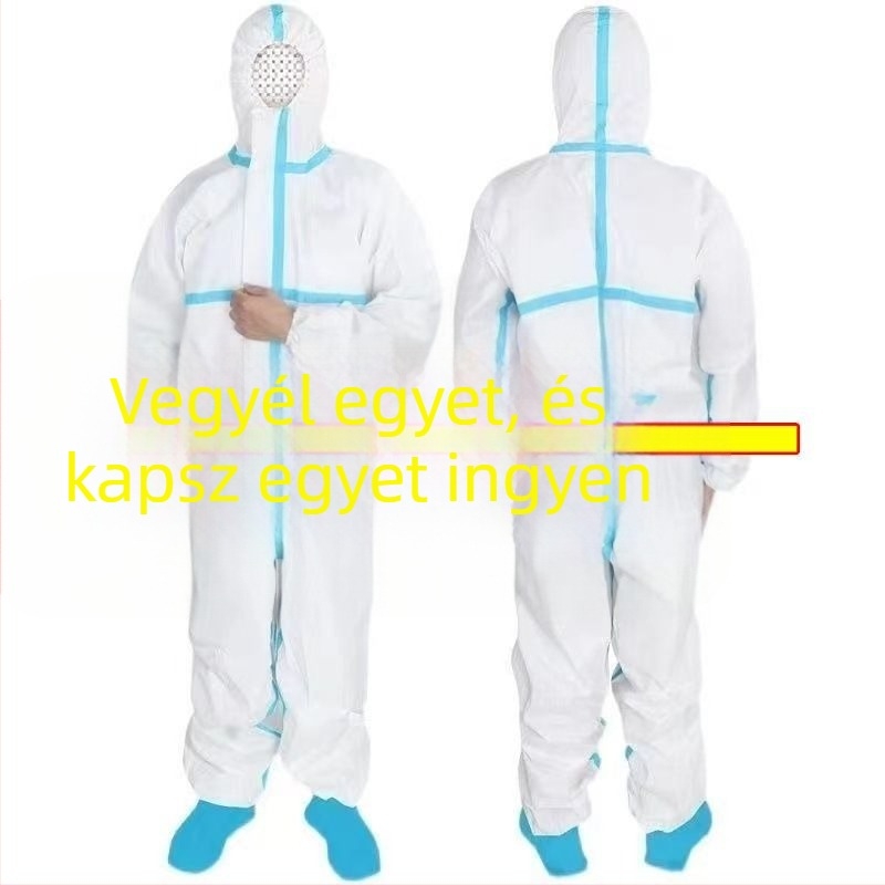 Egész testet védő, egyszer használatos védőruha, izolációs öltözet egészségügyi személyzetnek, kültéri használatra, PP+PE nem szőtt anyag