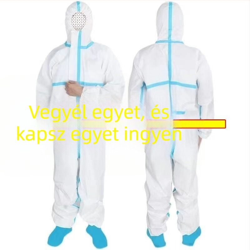 Egész testet védő, egyszer használatos védőruha, izolációs öltözet egészségügyi személyzetnek, kültéri használatra, PP+PE nem szőtt anyag
