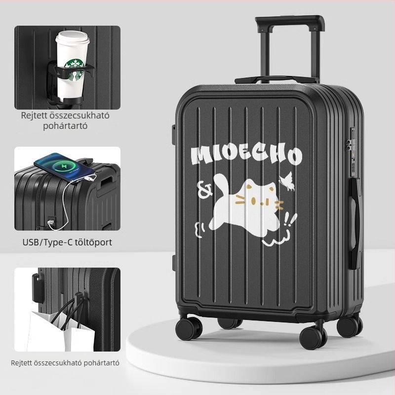 Divatos, multifunkcionális női bőrönd, 20 hüvelykes kabin méret, nagy kapacitás, teleszkópos fogantyú, kódzár, őszi–téli utazásokhoz