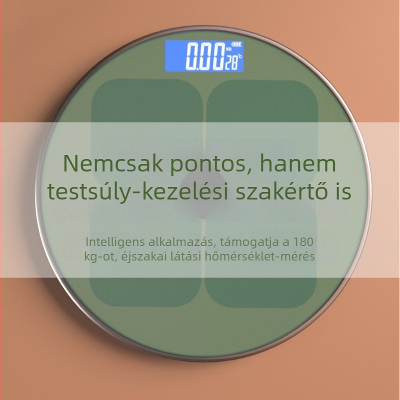Háztartási precíz elektronikus mérleg a testsúly, testzsír és testösszetétel mérésére — akkumulátorról működik, ideális diákoknak, kollégiumokban és felnőtteknek